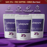 Three pouches of natural ube powder UBE MIX for barista and baking, no added sugar and caffeine-free, best value bundle with 25% off and free shipping