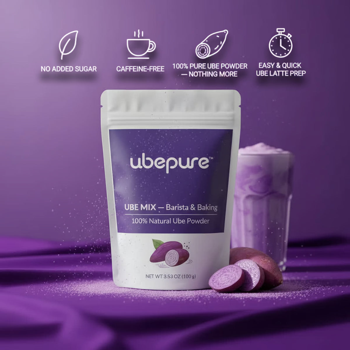 Pure Ube Caffeine-Free Ube Powder for Lattes & Baking | UbePure